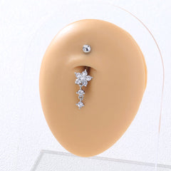 Flower Shape Tassel Belly Button Ring Body Piercing Jewelry