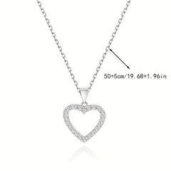 Silver Love Pendant Necklace with Faux Diamond
