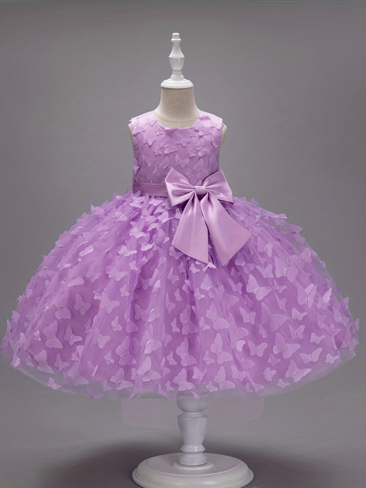 Butterfly Appliques Sleeveless Princess Dress For Girls