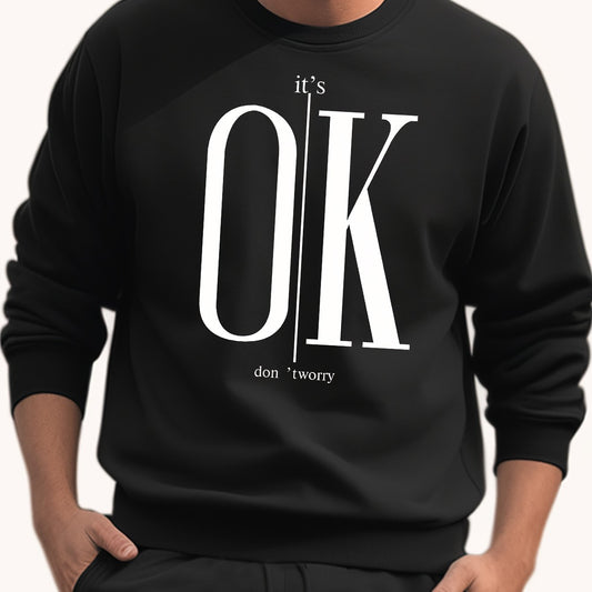 Men's Letter Ok Pattern Sweatshirt for Autumn Winter