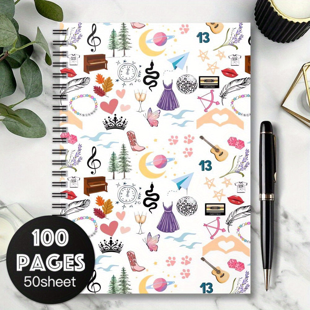 Whimsical Swifty Fan Spiral Notebook 100 Pages
