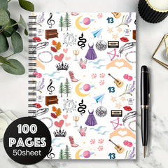 Whimsical Swifty Fan Spiral Notebook 100 Pages