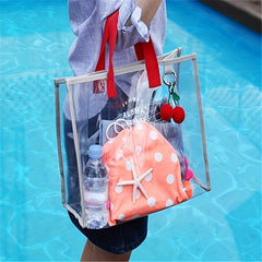 Clear PVC Handbag Shopping Bag Large Capacity Toiletry Bag