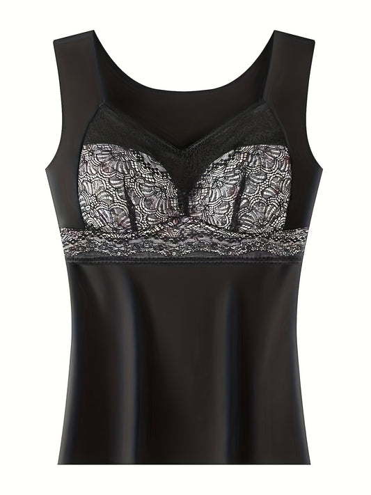 4pcs Floral Print Tank Tops Seamless Lace Top Women's Lingerie