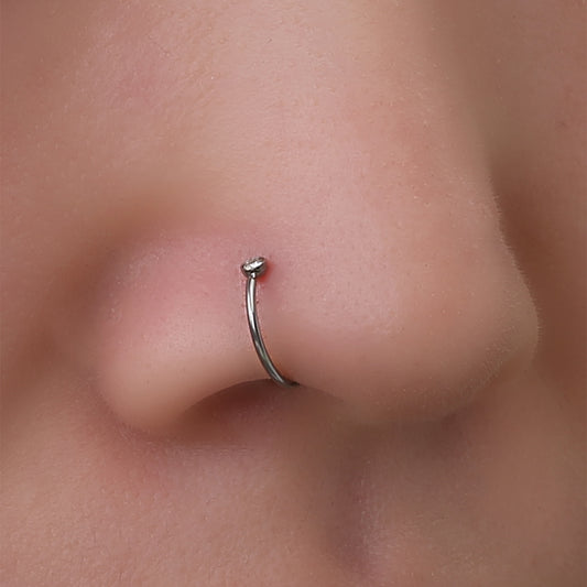 Zircon Nose Ring Stainless Steel Cartilage Body Piercing Jewelry