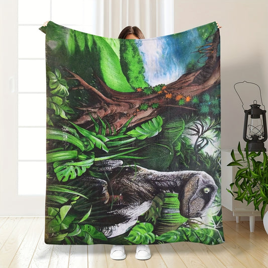 Dinosaur Printed Soft Blanket for Camping and Travel