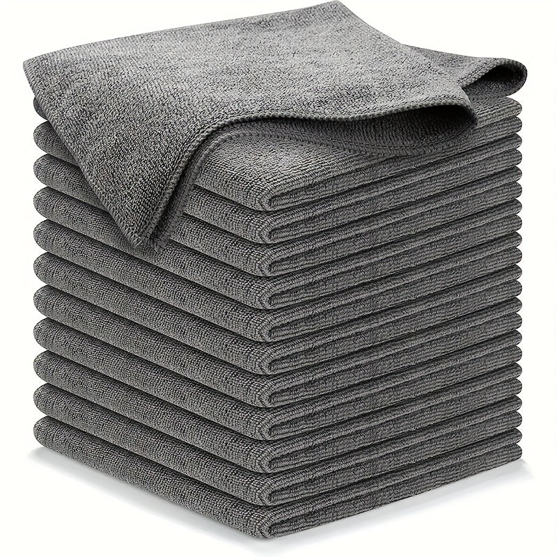 10pcs Grey Dish Towels Ultra-fine Fiber Wiping Cloth Towel