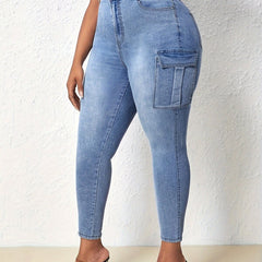  High Rise Skinny Cargo Jeans with Flap Pockets