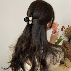 Bow Decor Hair Claw Two tone Banana Clip Hairgrip