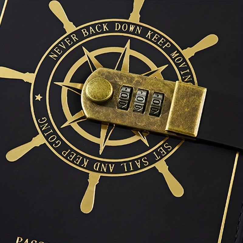 Sailor Sailing Password Notebook With Lock PU Leather 200 Pages