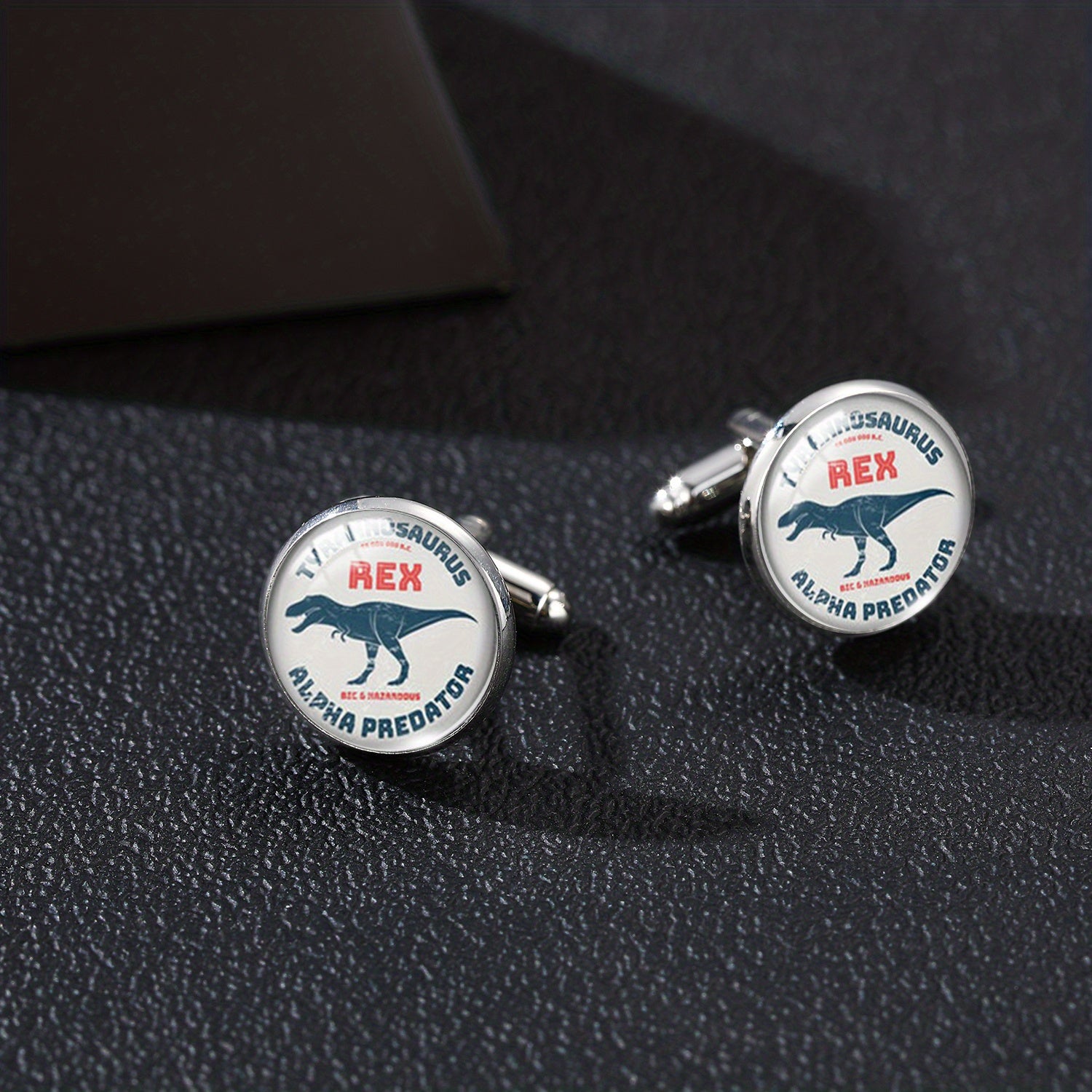 Dino Cufflinks T-Rex, Velociraptor, Spinosaurus