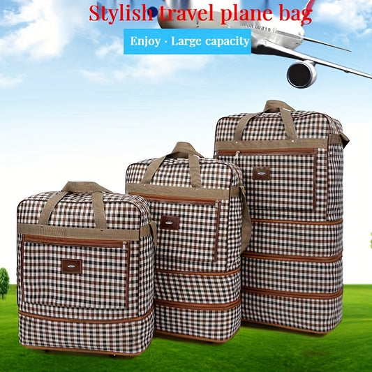 Air Checked Luggage Storage Bag Foldable Duffle  Large Capacity Weekender Bag