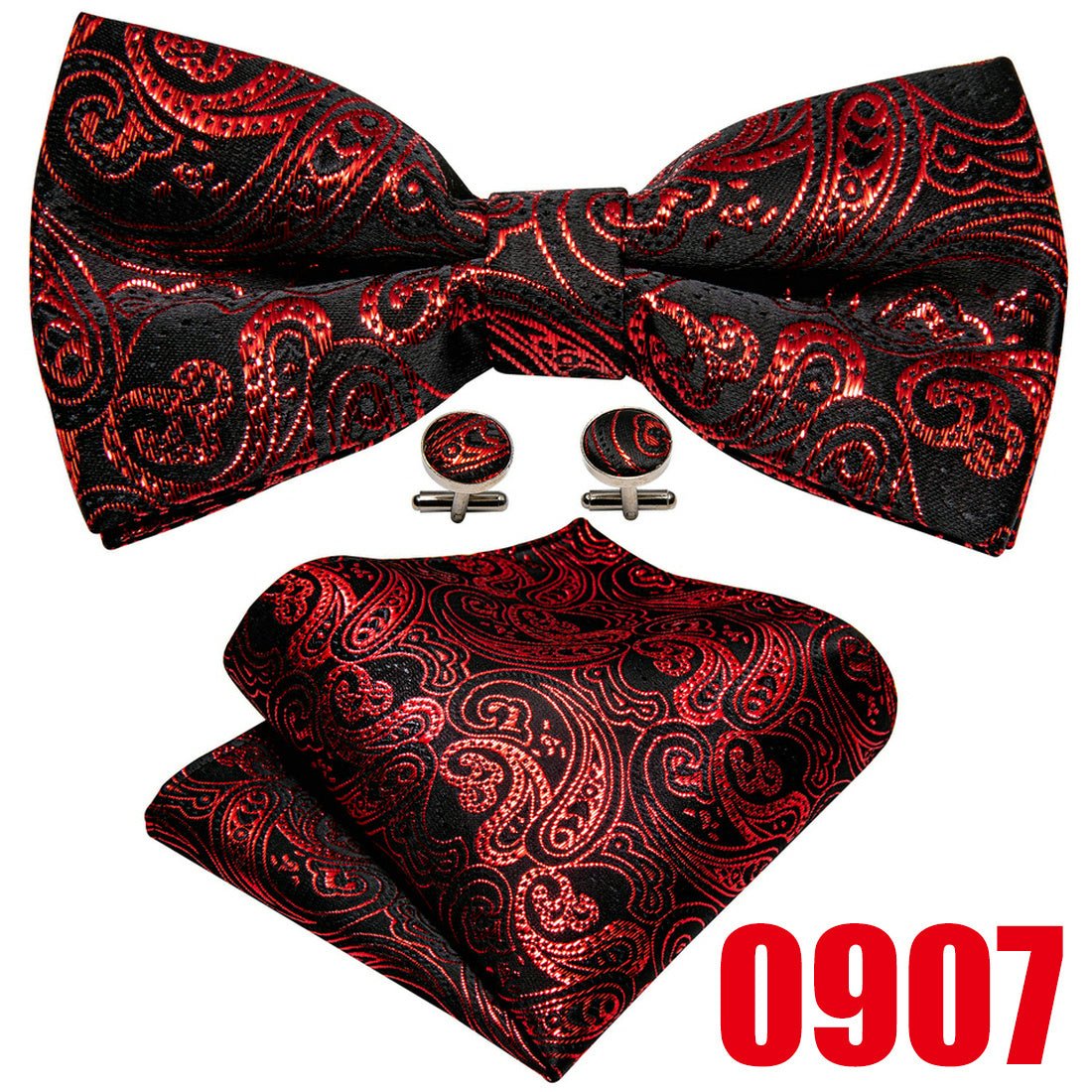 Barry Wang Men's Bow Tie Braided Satin Paisley Pre Tie Adjustable Bow Tie