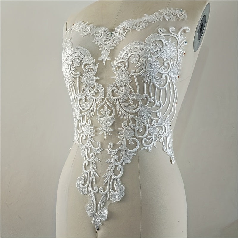Flower Sequin Hollow Embroidery Lace Wedding Bridal Patch DIY