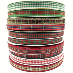 5 Yards 10mm Plaid Ribbon Christmas Series for DIY Gift Wrapping