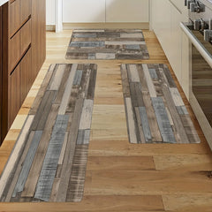 Wood Printed Anti Fatigue Kitchen Rug Waterproof Non Slip