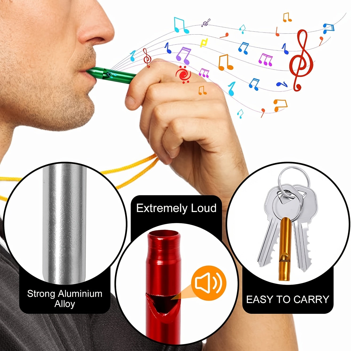 Aluminum Emergency Whistle Keychain for Camping Hiking Outdoors Sports