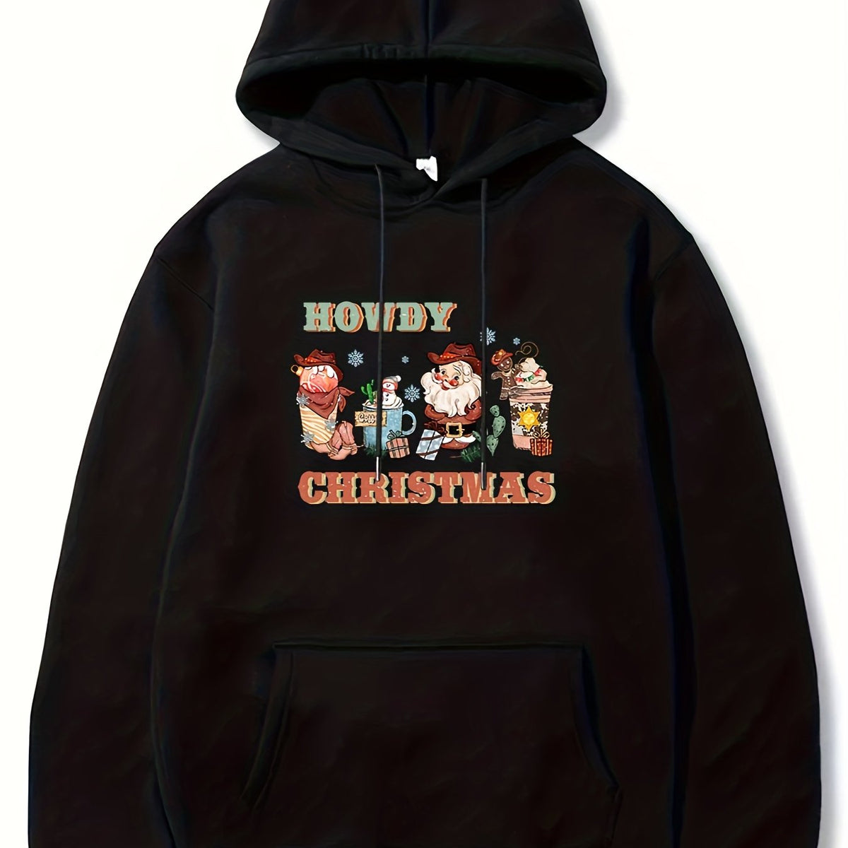 Christmas Print Hoodies For Men Graphic Sweatshirt With Kangaroo Pocket