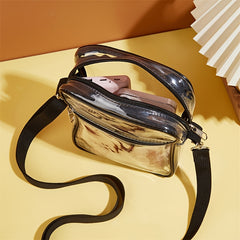 Clear Crossbody Bag PVC Square Phone Purse Zipper Beach Shoulder Bag 9 Inch