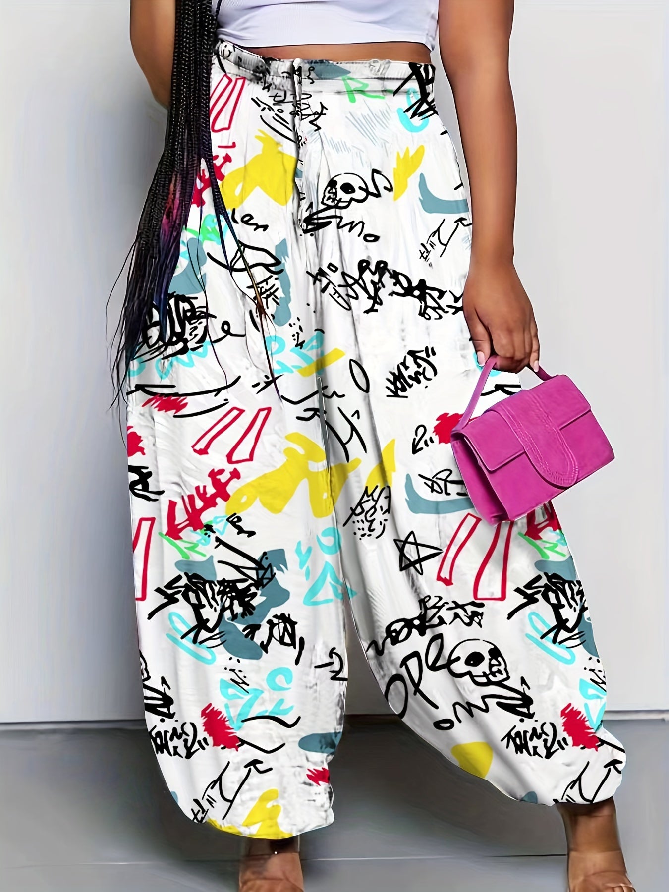  Tie Dye High Rise Drawstring Loose Carrot Pants