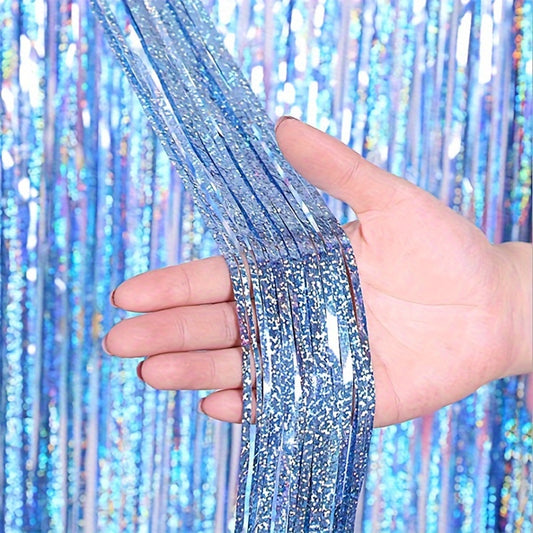 Metallic Fringe Curtain Party Banner Tinsel Foil Streamers for Wedding Birthday