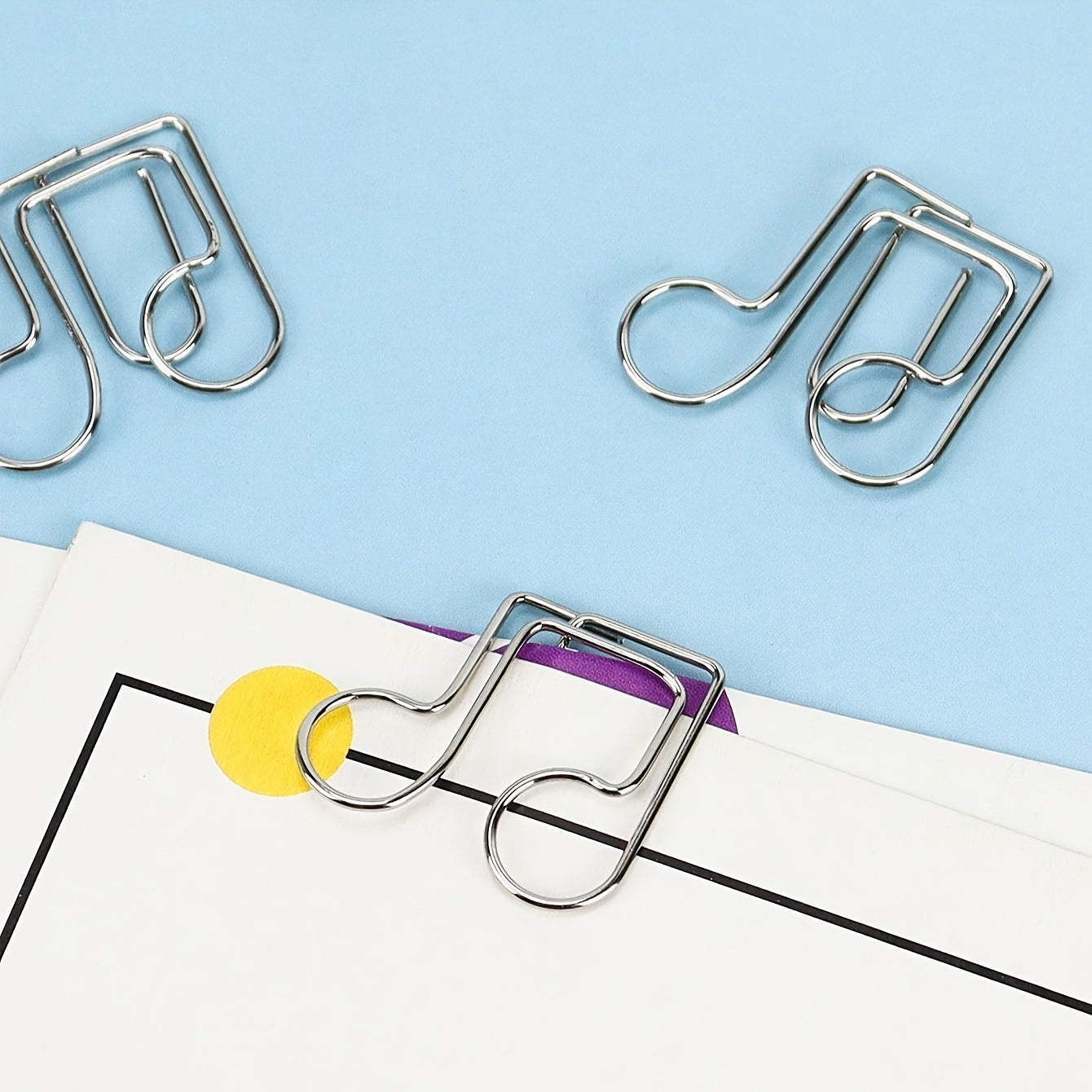20pcs Eighth Note Shaped Paper Clips Clef Pins Office Supplies
