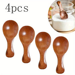 10pcs Mini Wooden Spoon Set for Desserts and Seasoning Short Handle Easy Grip