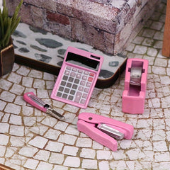 4pcs Mini Metal Desk Accessories Set Scissors Pens Highlighters Sticky Notes