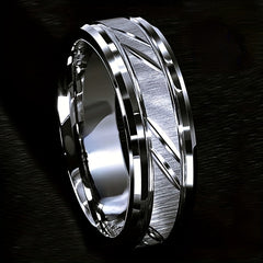 6 8MM Stainless Steel Couple Ring for Proposal Engagement Wedding Band