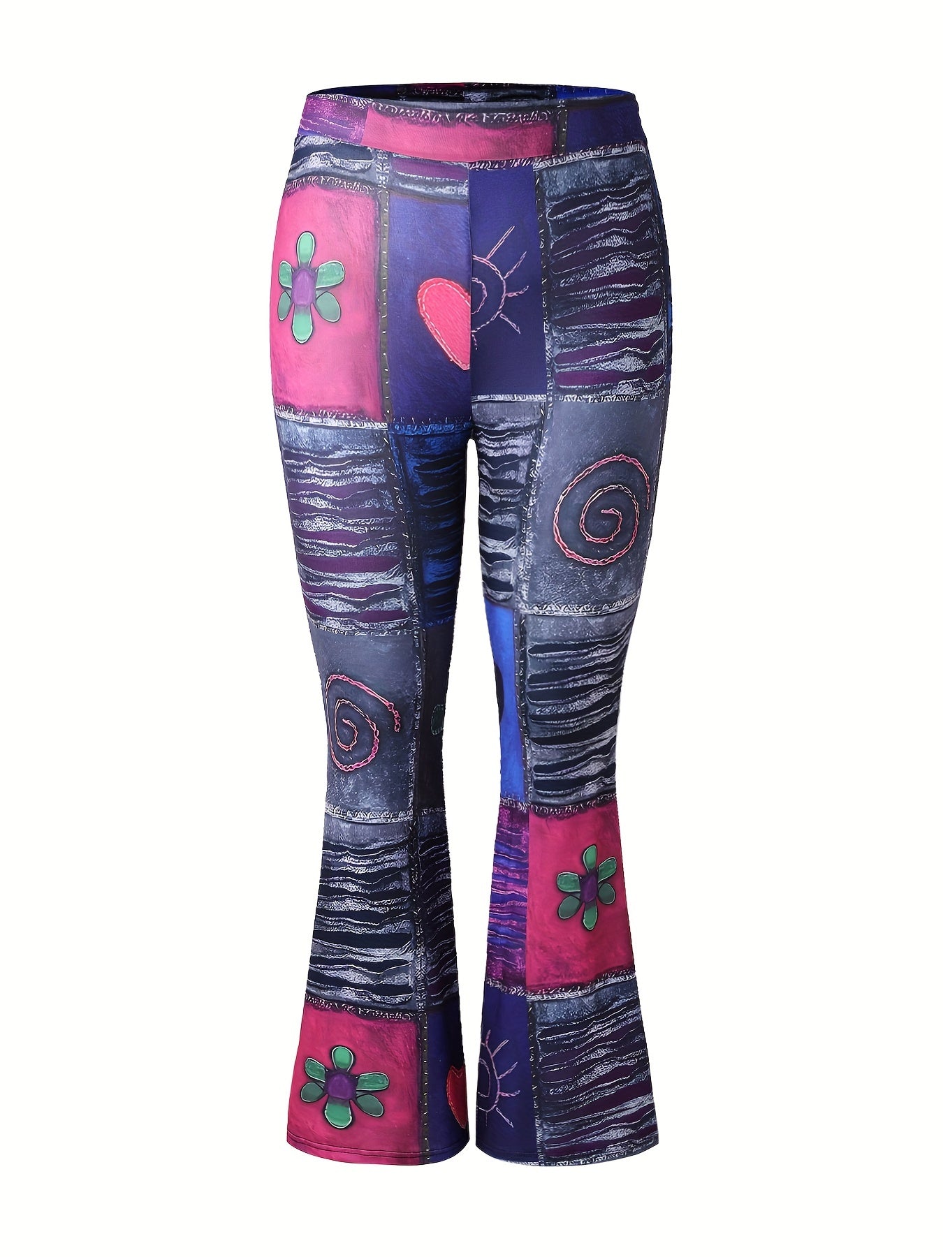  Boho Colorblock Flare Leg Pants