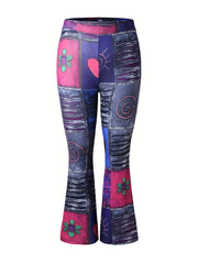  Boho Colorblock Flare Leg Pants