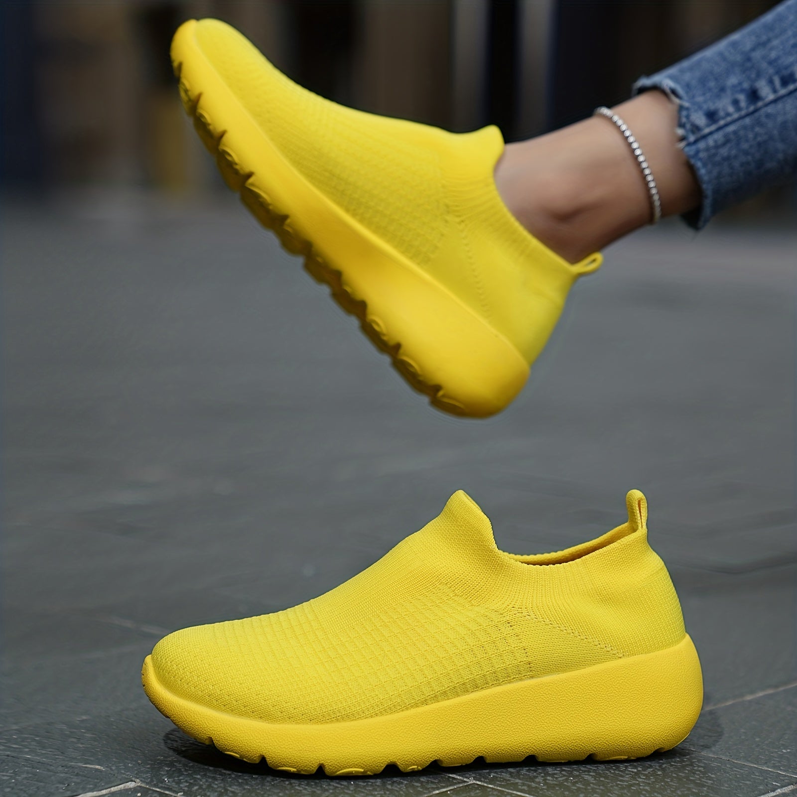 Comfy Mesh Breathable Woven Shoes Lightweight Slip On Casual Sock Shoes Walkin