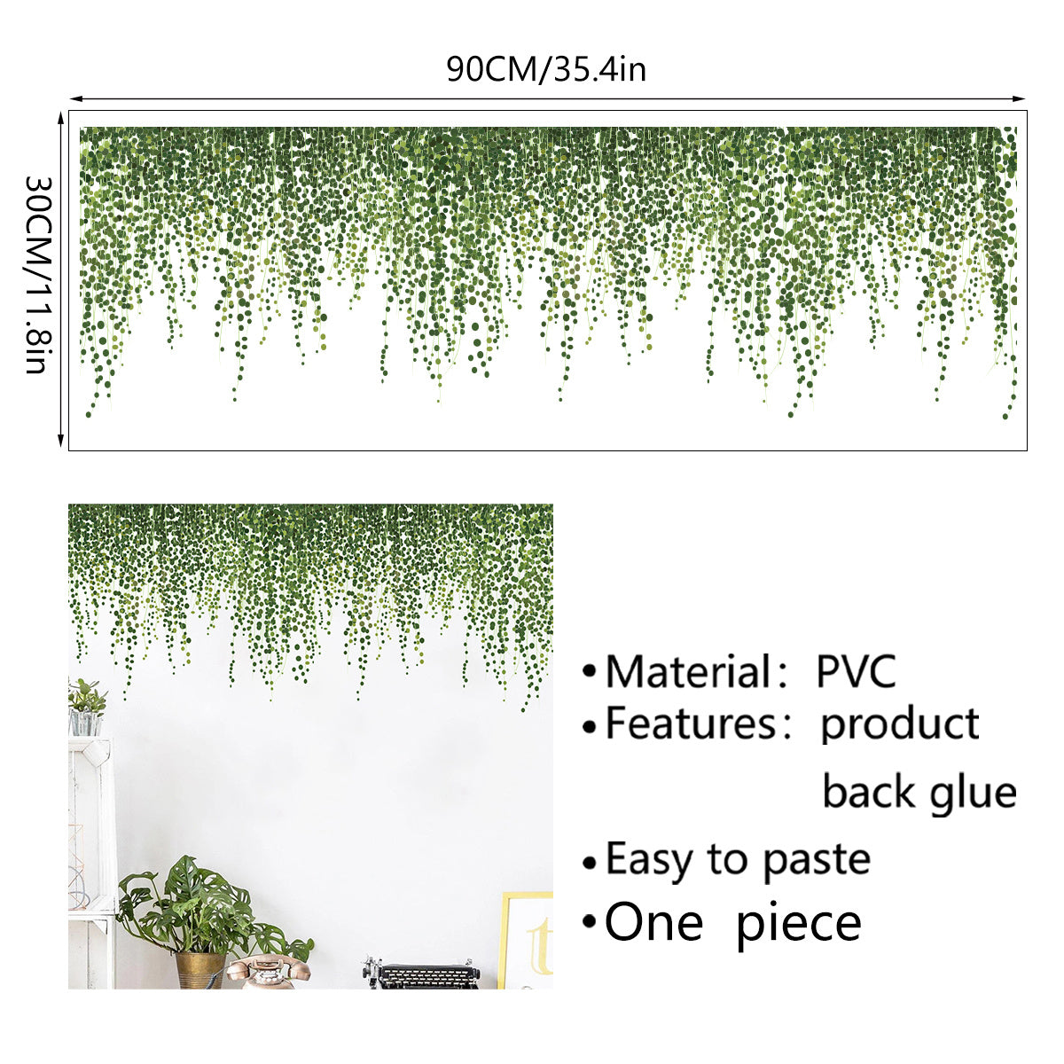 1pc Long Green Vine Decorative Sticker DIY Set