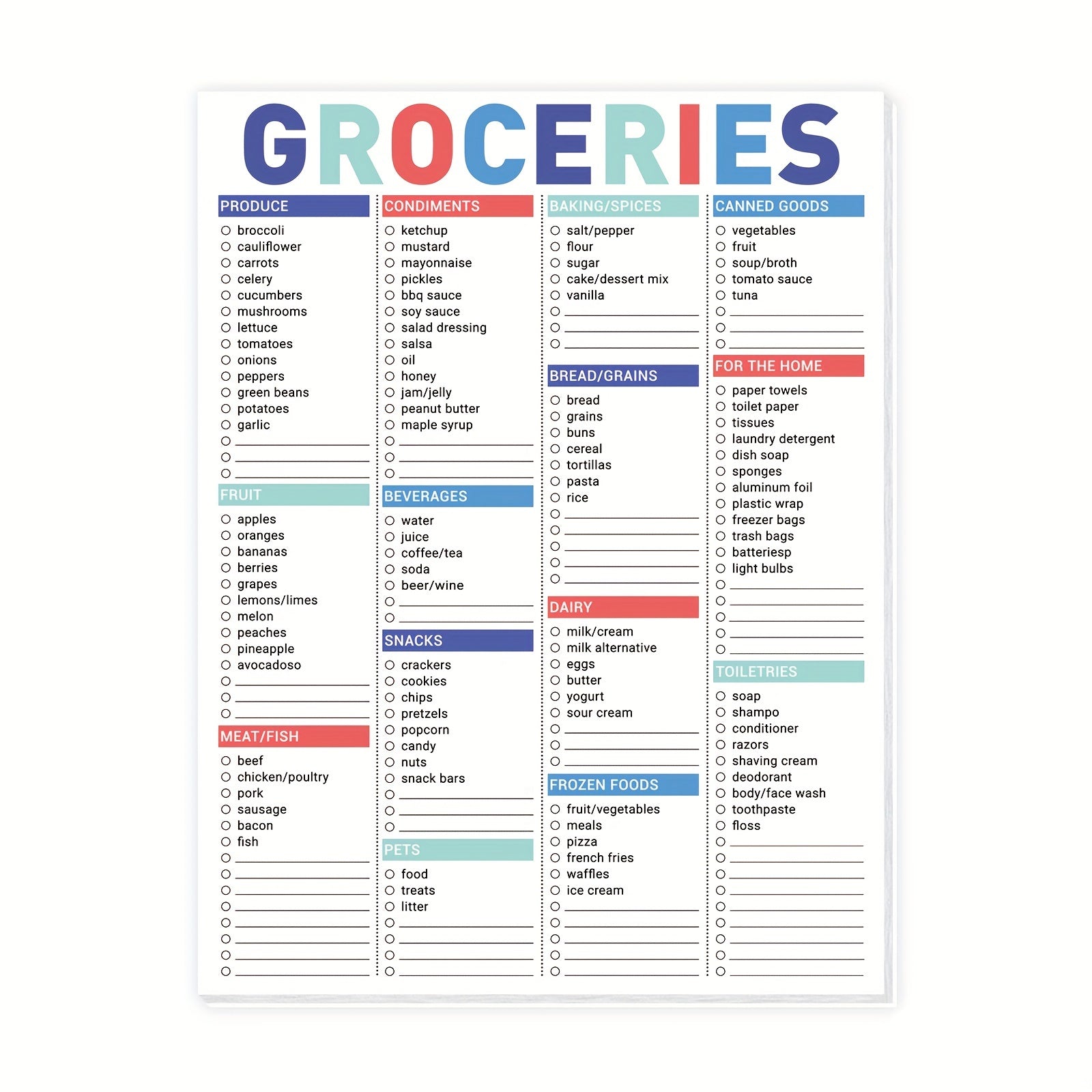 Magnetic Grocery List Pad 52 Sheets 100gsm