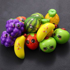 6pcs Mini Squishy Christmas Halloween Toys PU Fruit Grapes Apples Pineapples Ban