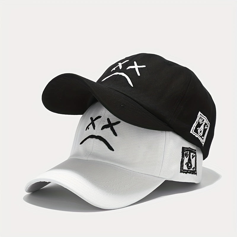 Crying Face Embroidered Baseball Cap Outdoor Sunscreen Peaked Cap