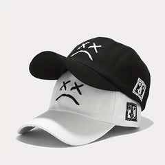 Crying Face Embroidered Baseball Cap Outdoor Sunscreen Peaked Cap