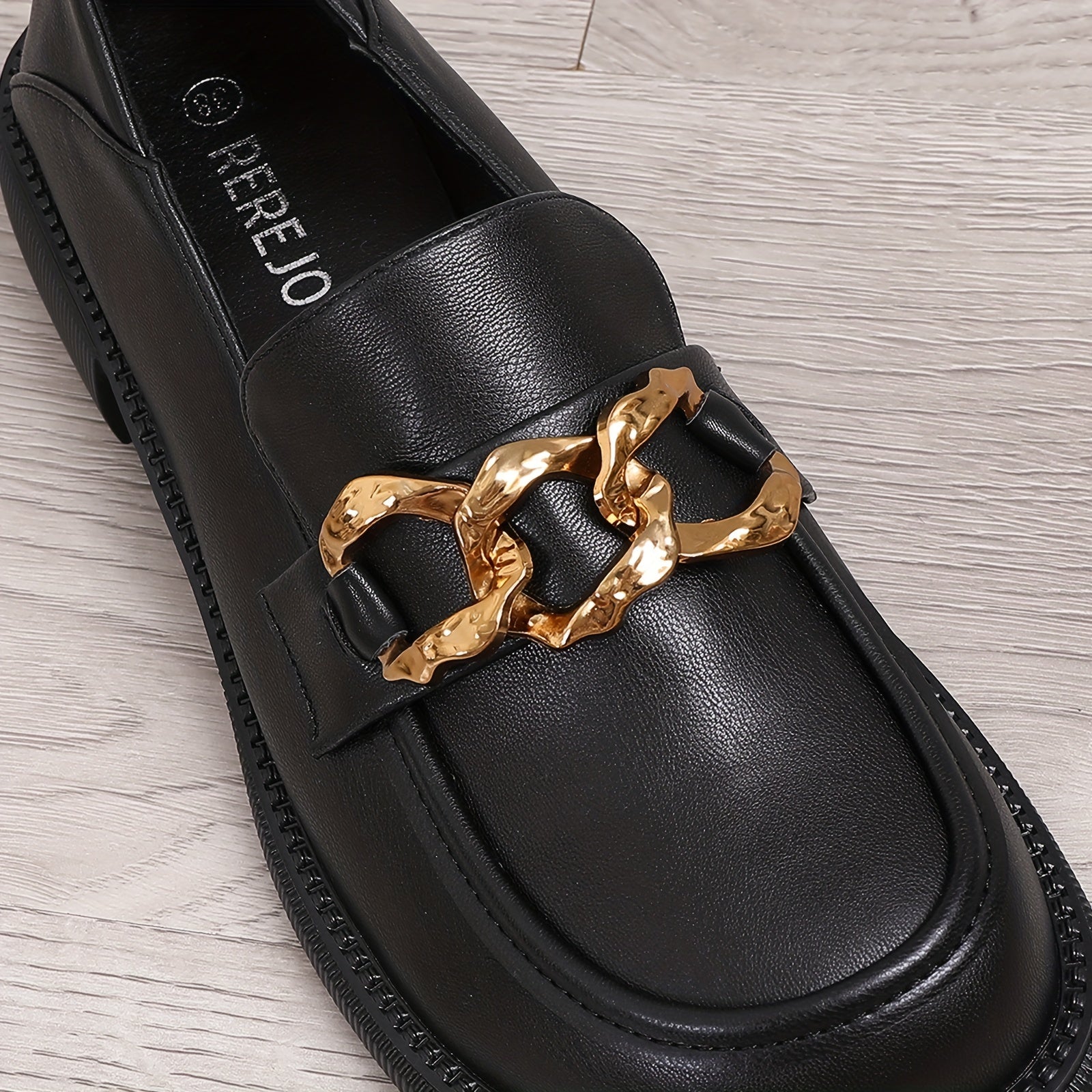 Women's Metal Chain Flat Loafers Slip On Shoes