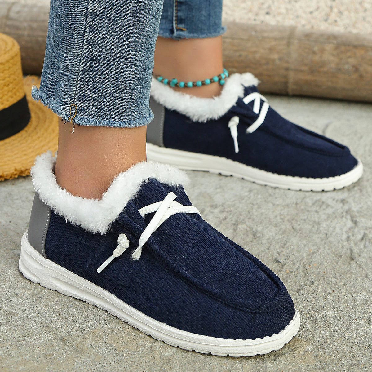 Women's Fleece Liner Thermal Loafers Flat Shoes