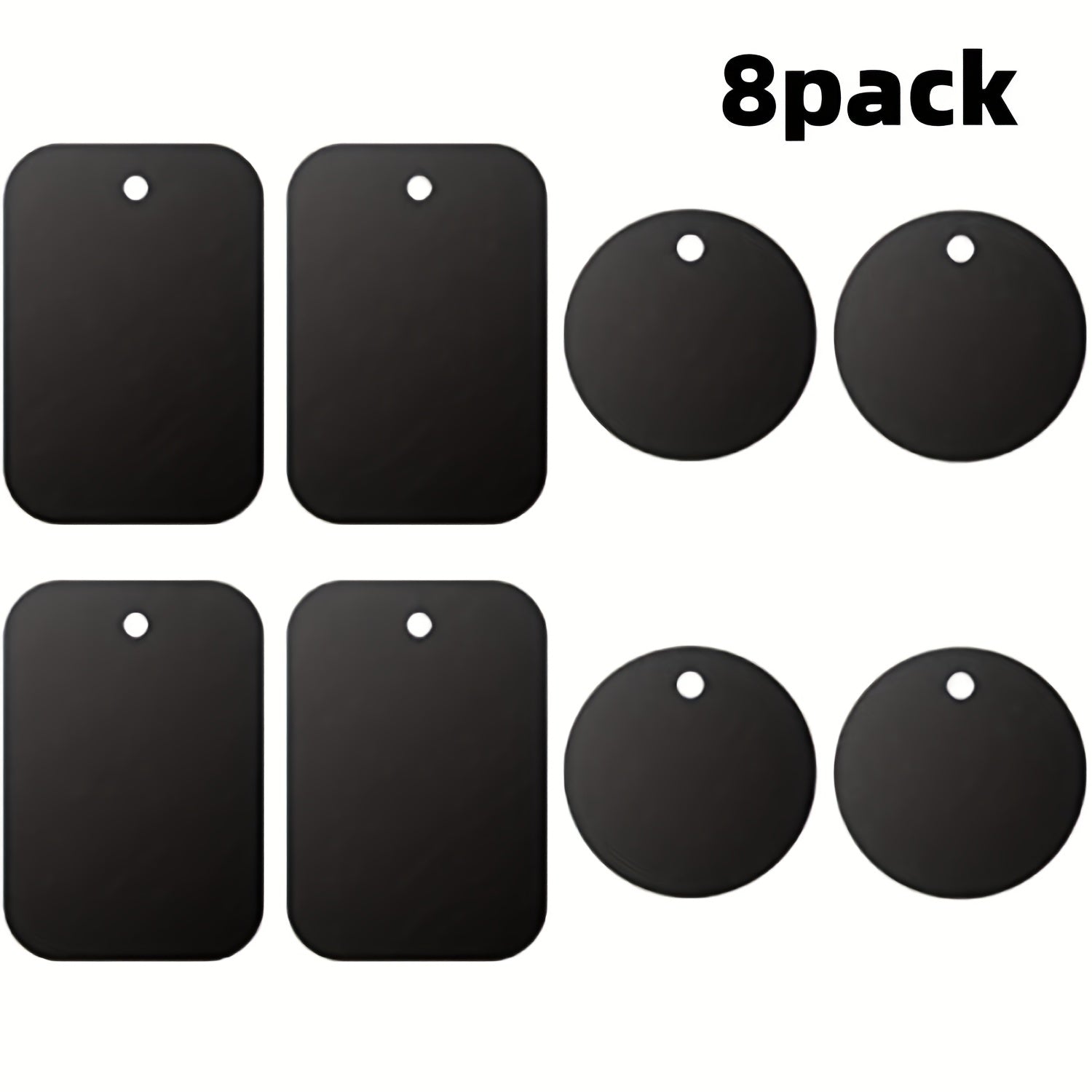8 Universal Metal Plates for Magnetic Car Mounts - Rectangle & Round Adhesive