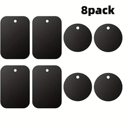 8 Universal Metal Plates for Magnetic Car Mounts - Rectangle & Round Adhesive