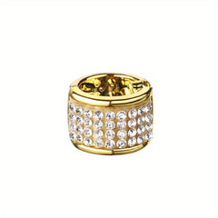 Gold Rhinestone Hair Rings Aluminum Dreadlocks Metal Hair Cuffs