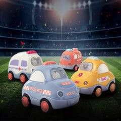 Friction Powered Push Car Toys with Music - Police Fire Trucks