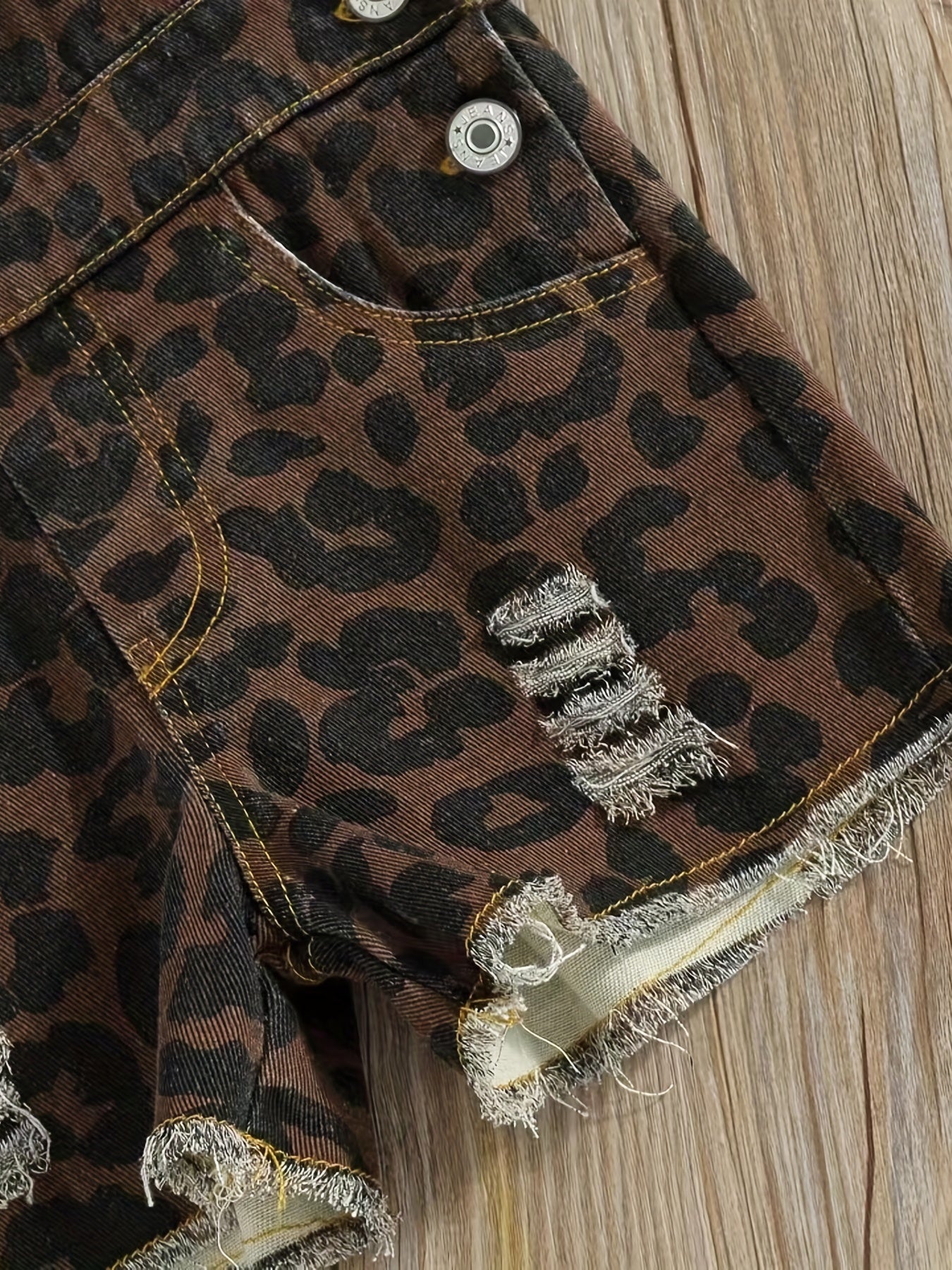 Baby Girls Ripped Denim Overalls Shorts