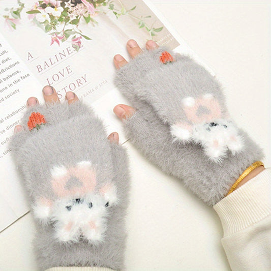 Kids Winter Half-finger Writing Gloves Hand Wash