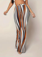  Striped Flared Leg Stretch Pants