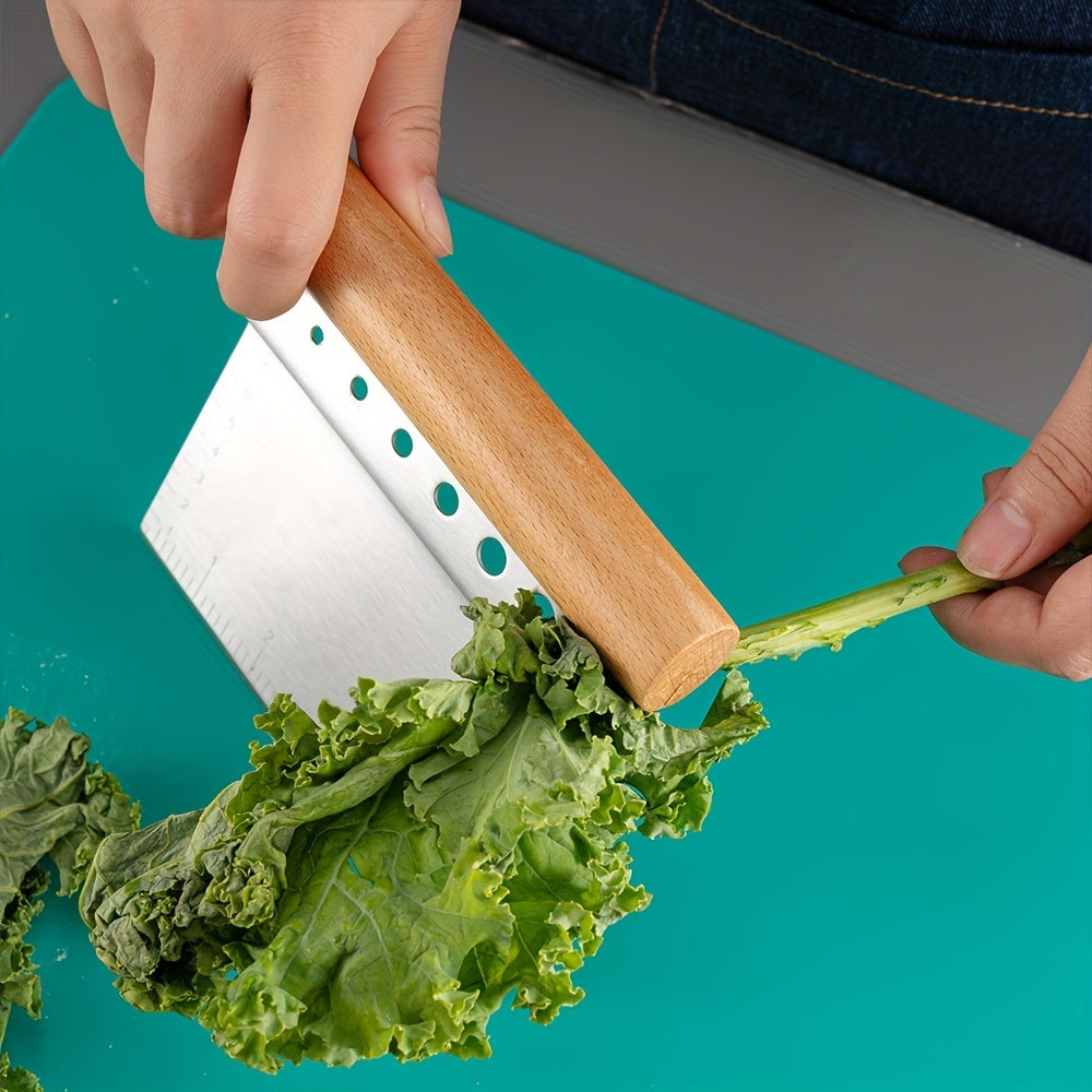 2-In-1 Stainless Steel Dough Cutter & Scraper with Peeling Hole