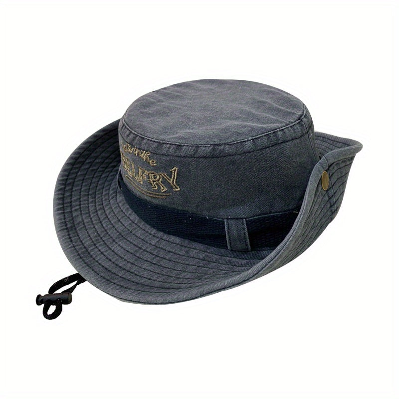 Vintage Embroidery Bucket Hat Distressed Western Cowboy Boonie Hats Men Women