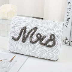 Beaded Box Evening Bag Chain Shoulder Prom Purse Women's Mini Clutch Bag