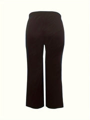  Solid High Rise Wide Leg Trousers